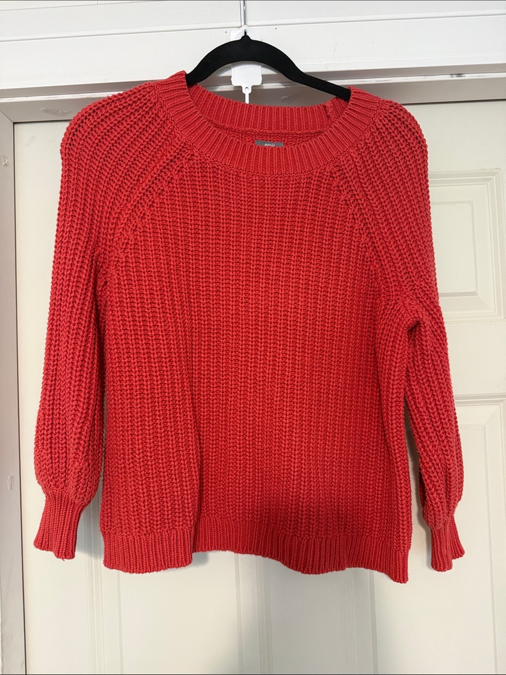 aerie Chunky Crewneck Sweater in Coral Red